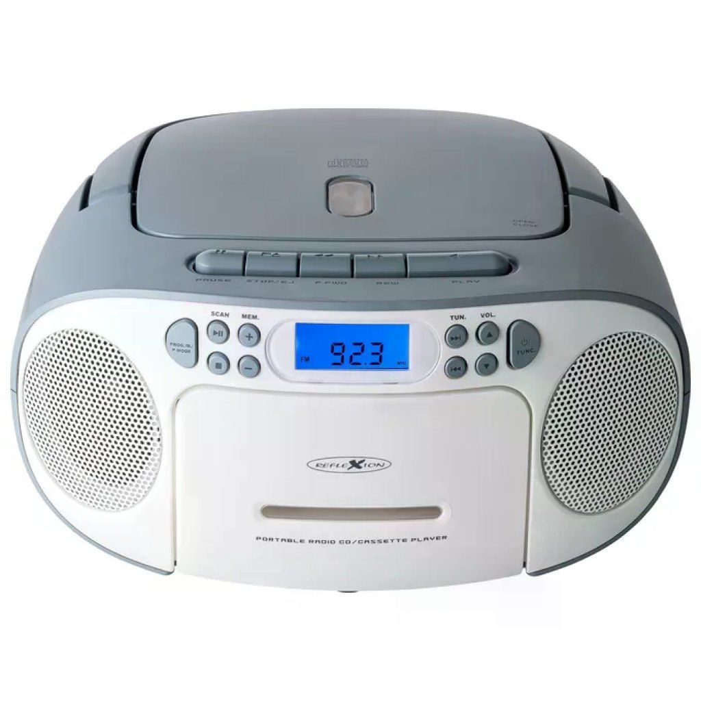Reflexion RCR2260W-BL Radio CD Portatile con Lettore CD Cassette FM AUX 3