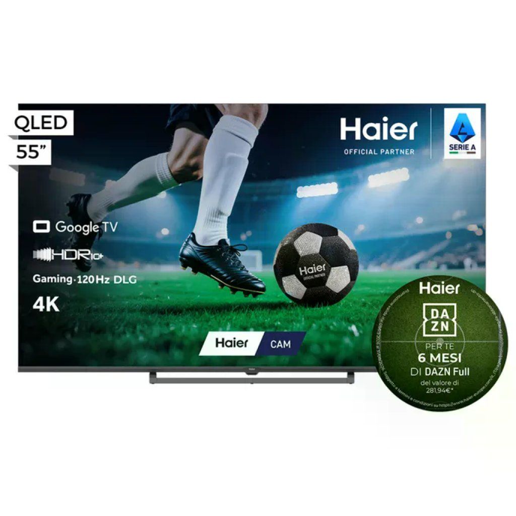 Haier 36200164 Serie S80 Televisore QLED 55'' 4K UHD Google TV HDR10+ Dolby Audio HDMI 2