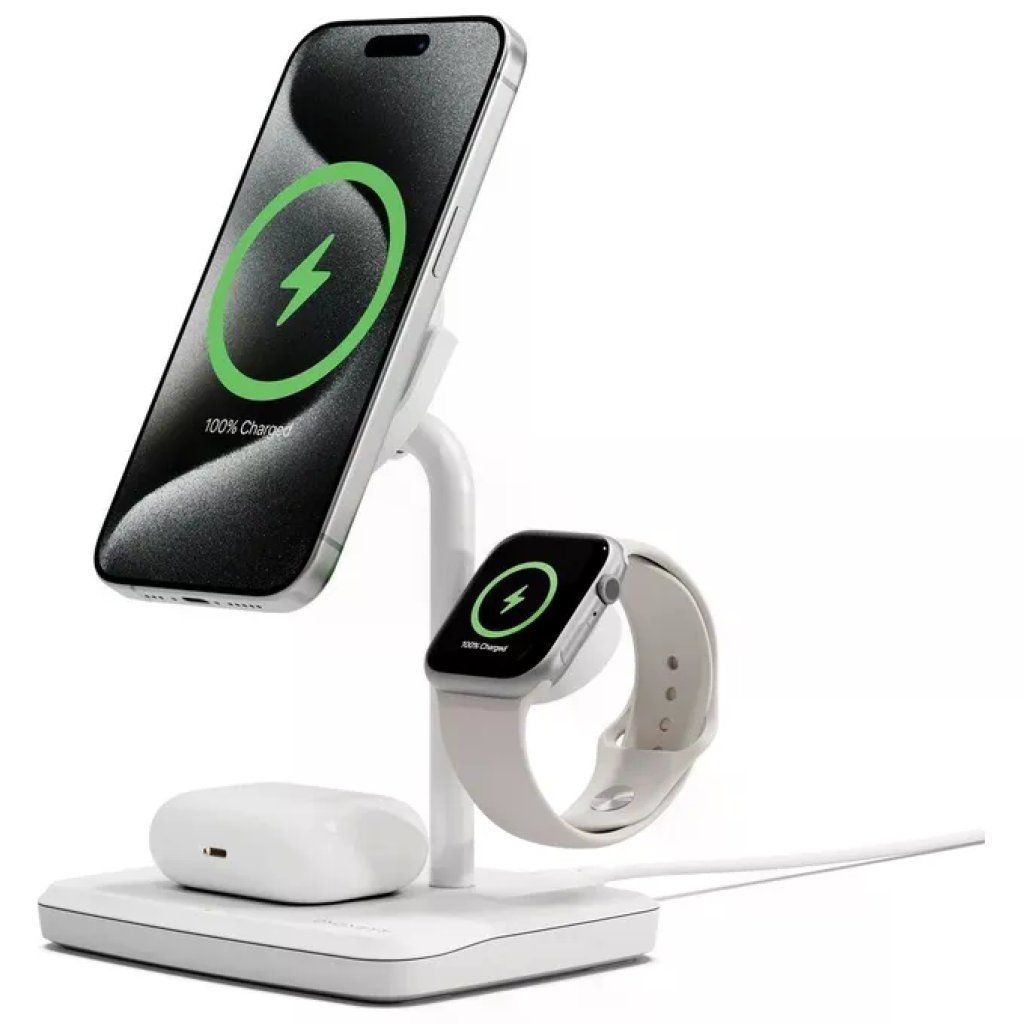 Cygnett ChargeBase CY5101BUNCP – Base di ricarica wireless 3 in 1 Qi2 15 W, bianca Cygnett ChargeBase CY5101BUNCP – Base di ricarica wireless 3 in 1 Qi2 15 W, bianca