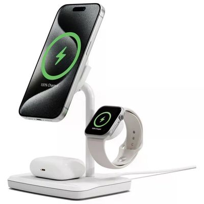 Cygnett CY5101BUNCP ChargeBase Base di Ricarica Wireless 3 in 1 Qi2 15W per iPhone AirPods Apple Watch