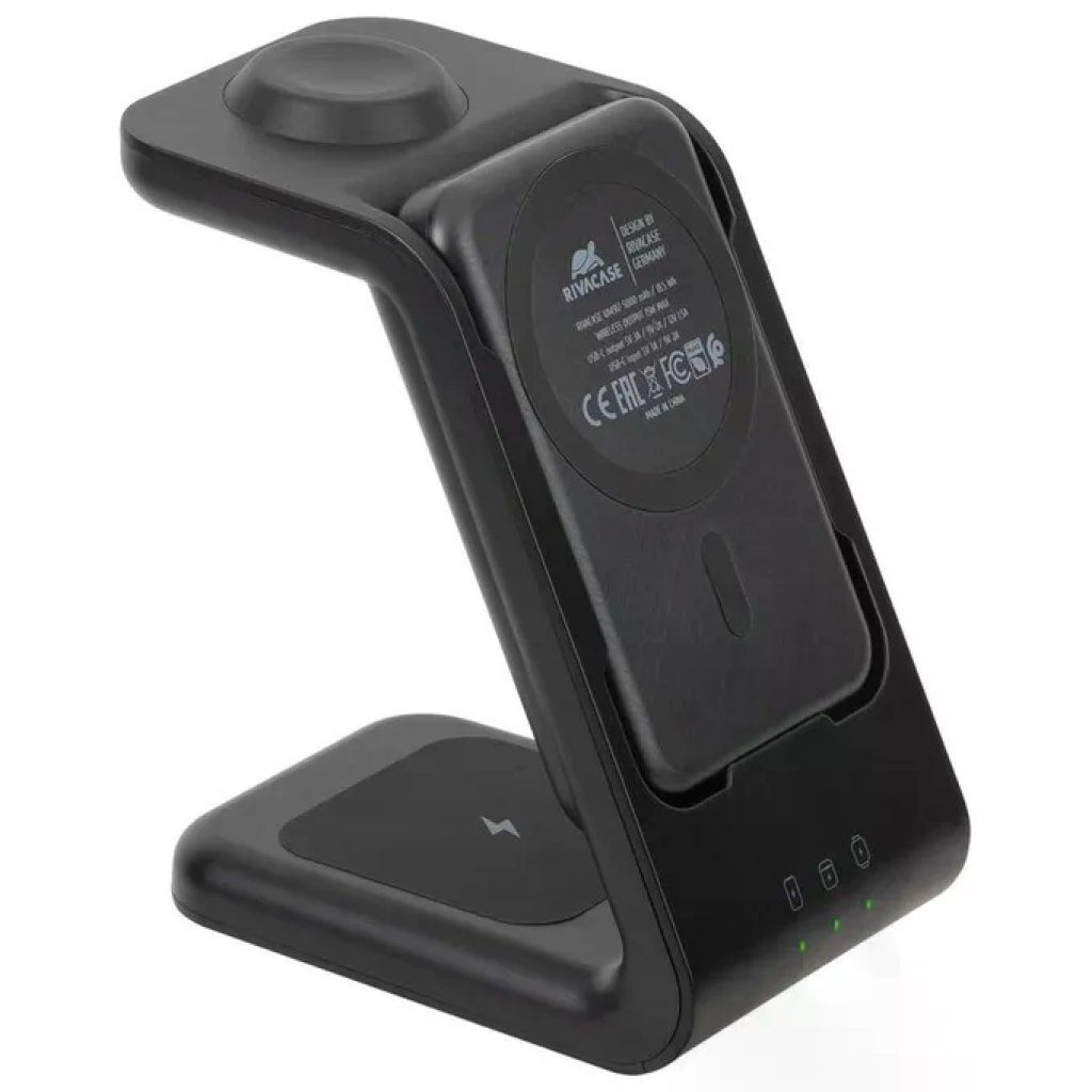 RIVACASE VA4917 Caricabatterie Wireless 3 in 1 15W con Power Bank 5000 mAh Nero RIVACASE VA4917 Caricabatterie Wireless 3 in 1 15W con Power Bank 5000 mAh Nero