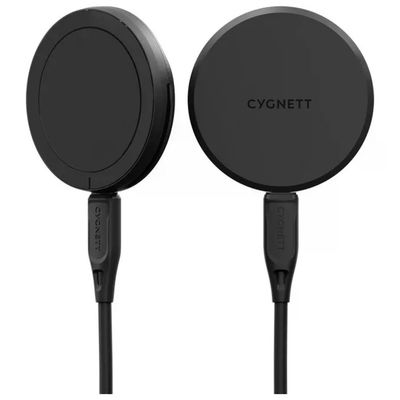 Cygnett CY5061CCRGP ChargePuck Caricabatterie Wireless Qi2 15W USB-C Ricarica Rapida Magnetica colore Nero