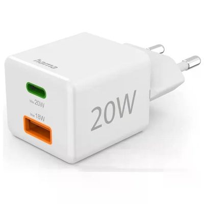 Hama 00201991 Caricatore da Rete USB-C/USB-A 20 W Bianco