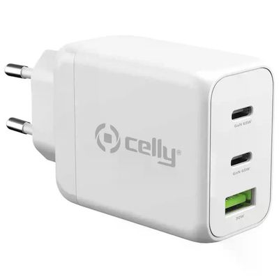 Celly Caricabatterie GaN Slim 65W USB-C Bianco