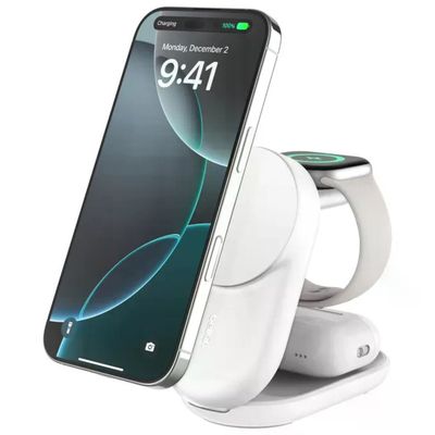 Belkin UltraCharge 25W Qi2 – Caricatore wireless magnetico 3-in-1 bianco