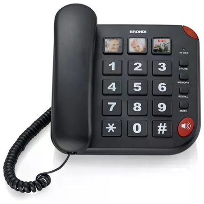 Brondi Bravo 15 Telefono Fisso Analogico Nero con Vivavoce Brondi Bravo 15 Telefono Fisso Analogico Nero con Vivavoce
