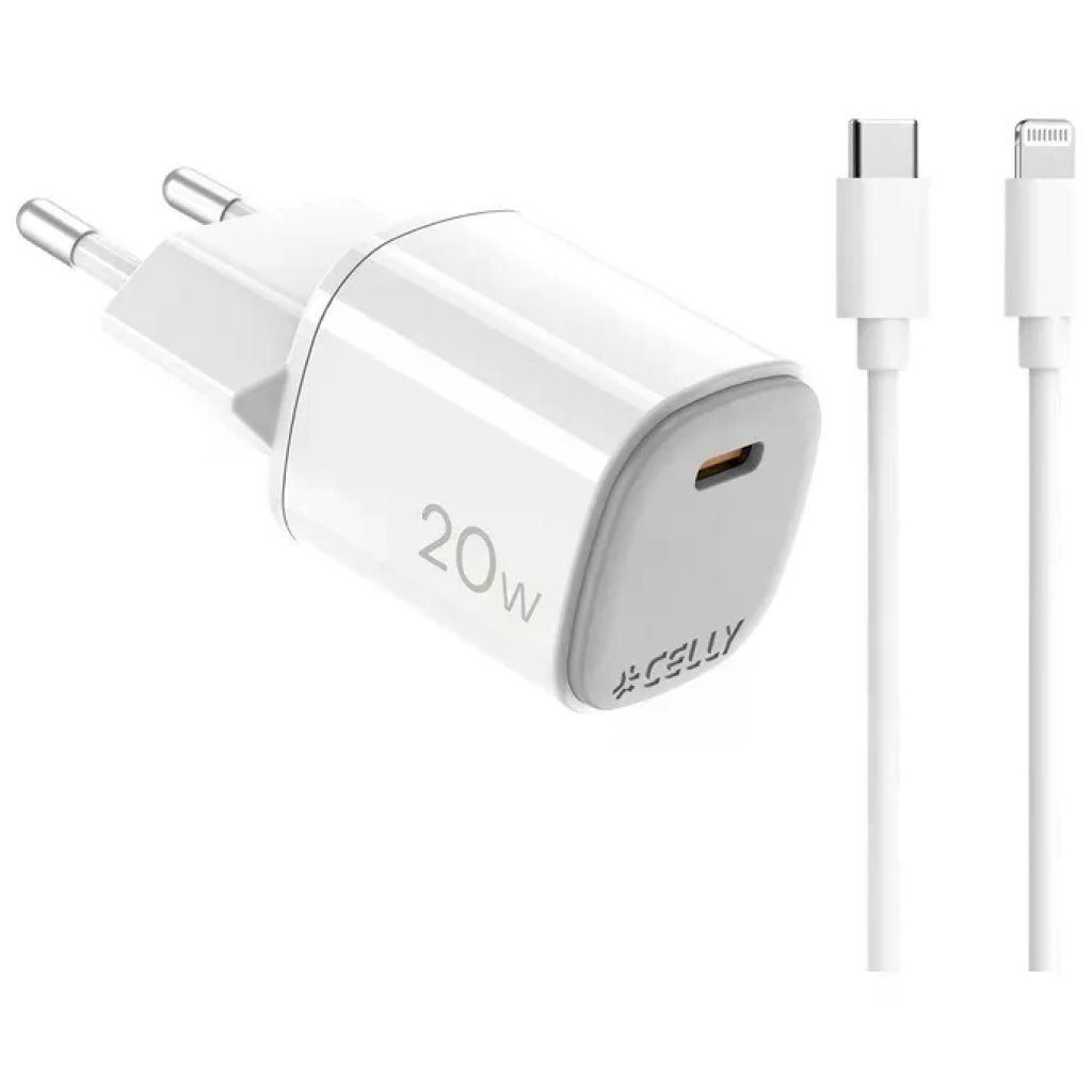 Celly caricabatterie USB-C 20 W con cavo Lightning da 1 m