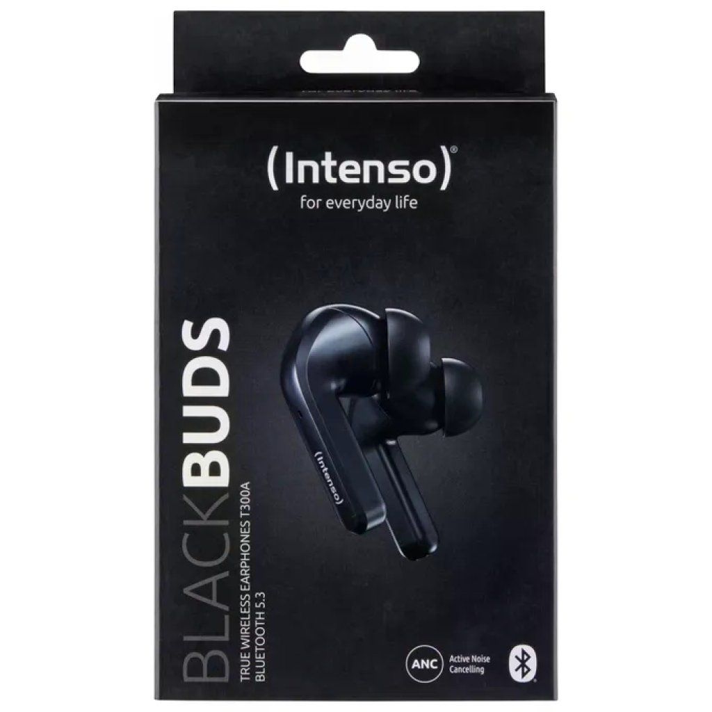 Intenso Black Buds T300A Auricolari True Wireless ANC Bluetooth 5.3, Nero