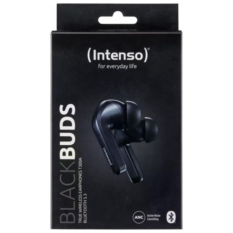 Intenso Black Buds T300A Auricolari Wireless ANC Bluetooth 5.3, Nero