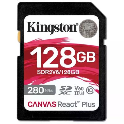 Kingston Canvas React Plus SDXC 128GB UHS-II U3 V60 Kingston Canvas React Plus SDXC 128GB UHS-II U3 V60