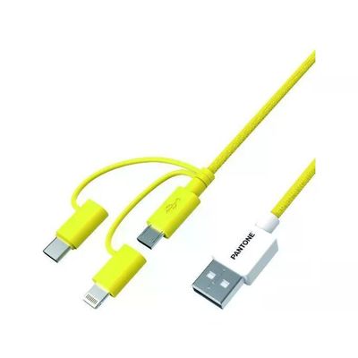 Pantone PT-USB003Y1 Cavo USB 3in1 USB-C Lightning Micro USB 2.4A 1.2m colore Giallo