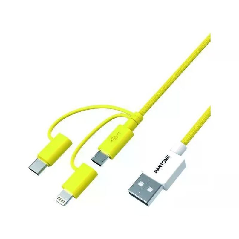 Pantone PT-USB003Y1 Cavo USB 3in1 USB-C Lightning Micro USB 2.4A 1.2m colore Giallo