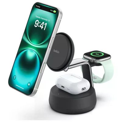 Belkin UltraCharge Pro Caricatore Wireless Magnetico 3 in 1 Qi2 25 W Nero Belkin UltraCharge Pro Caricatore Wireless Magnetico 3 in 1 Qi2 25 W Nero