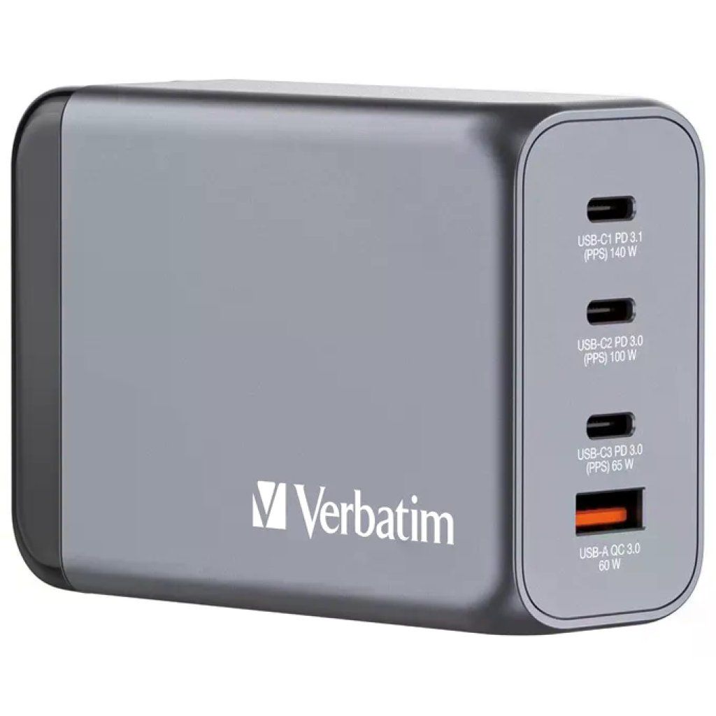 Verbatim GNC-240 Alimentatore GaN 240 W, 3 USB-C e 1 USB-A