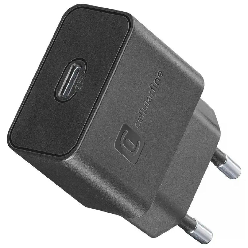 Cellularline Caricabatterie USB-C PD 25W Nero, compatibile Samsung
