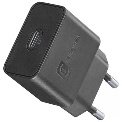 Cellularline Caricabatterie USB-C PD 25W Nero, compatibile Samsung