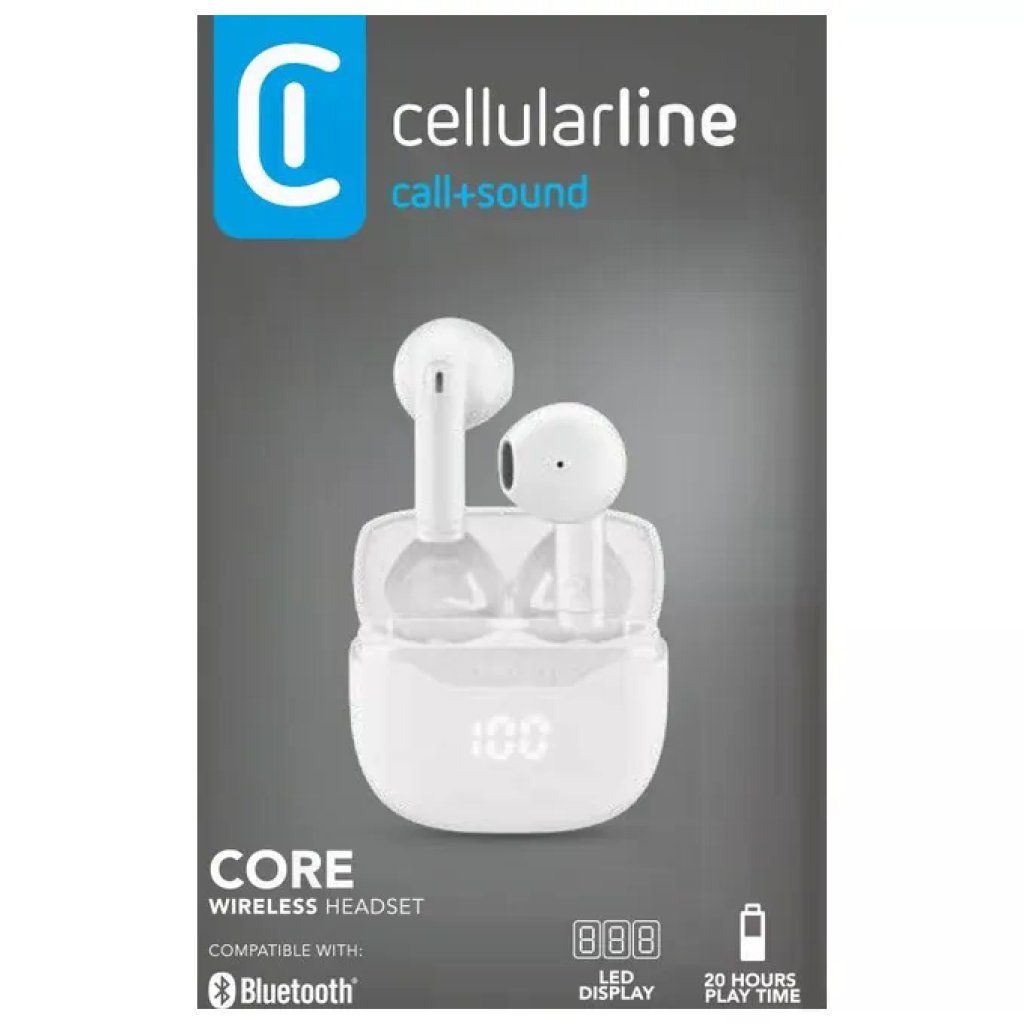 Cellularline CORE Auricolari Bluetooth TWS Bianchi Cellularline CORE Auricolari Bluetooth TWS Bianchi