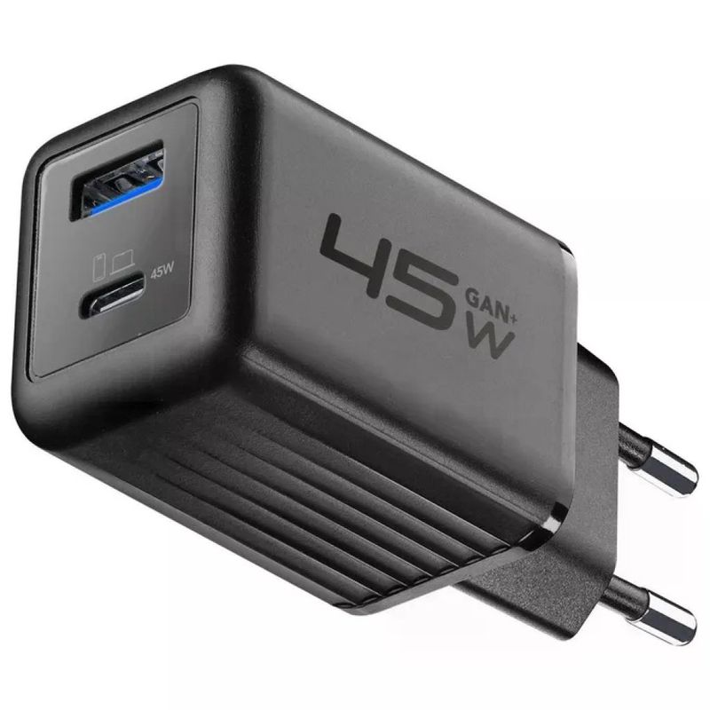 Cellularline Multipower Micro Caricabatterie GaN 45W USB-C e USB-A Nero Cellularline Multipower Micro Caricabatterie GaN 45W USB-C e USB-A Nero
