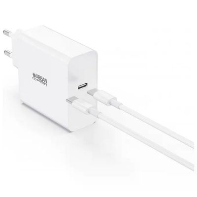 Urban Factory Powee PSC65UF Caricatore USB-C 65 W Bianco con Cavo da 2 m