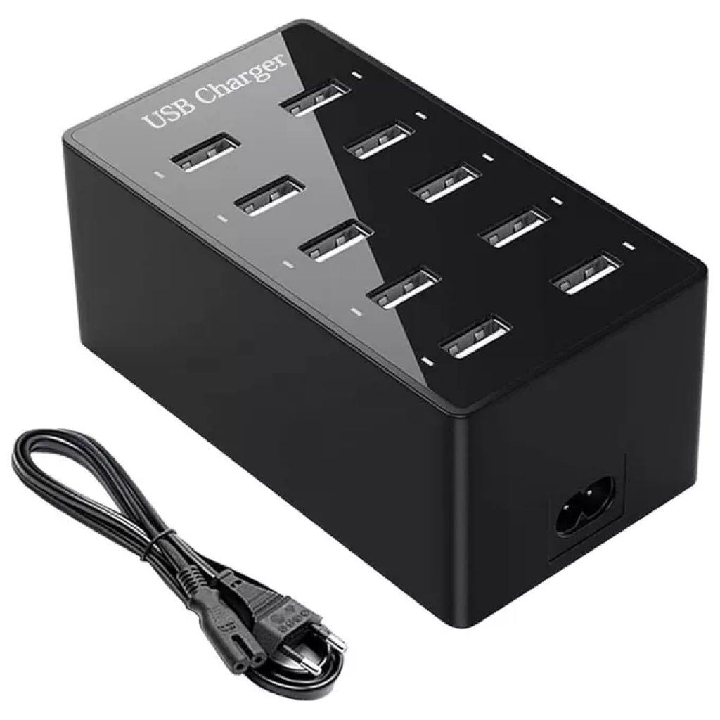 Majestic CHARGEO 10 – Stazione di ricarica USB-A 100 W, 10 porte, nera