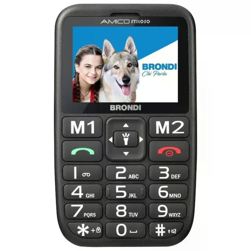 Brondi Amico Stiloso Nero – Cellulare Dual SIM con Tasto SOS