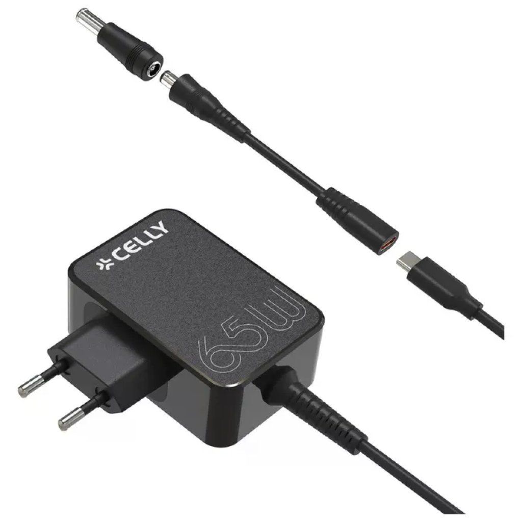 Celly TC USB-C 65W – Caricabatterie da viaggio con adattatori