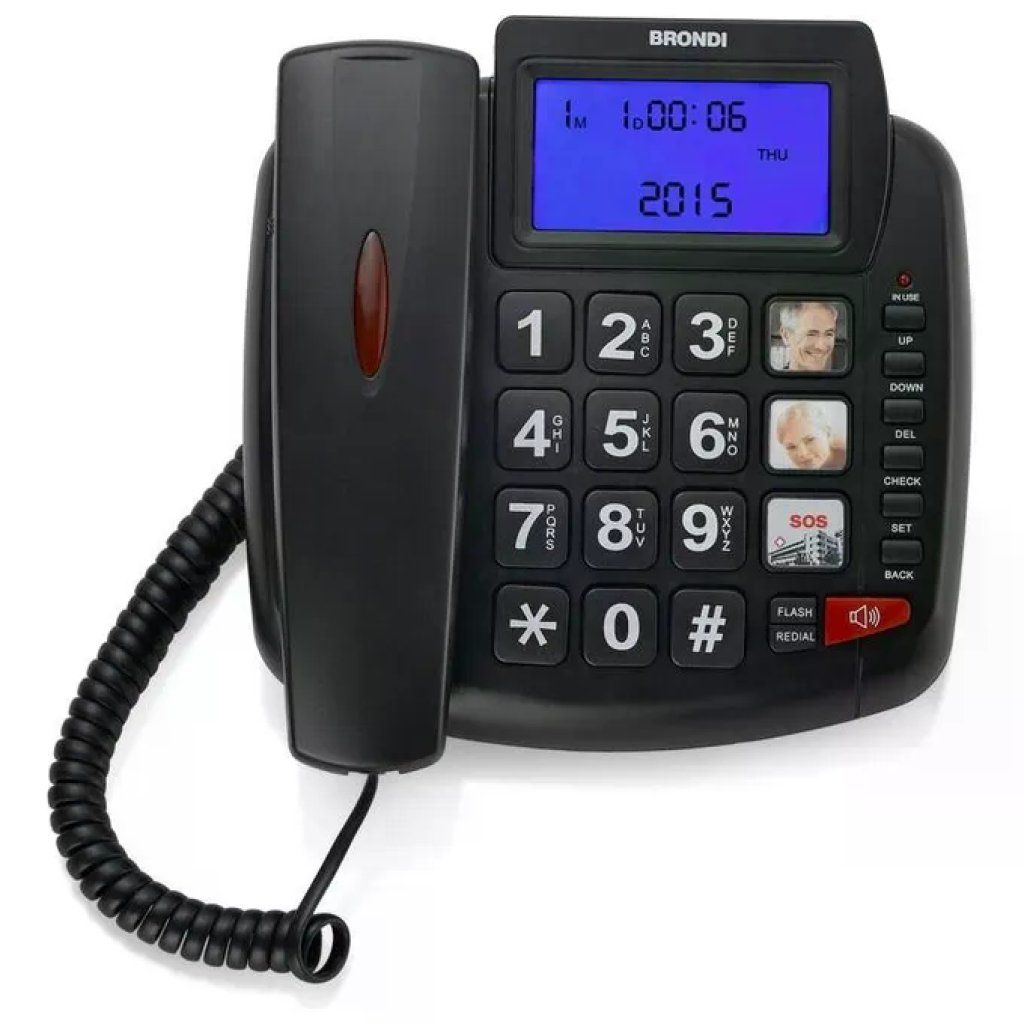 Brondi Bravo 90 Telefono Fisso Analogico Nero con Tasti Grandi Brondi Bravo 90 Telefono Fisso Analogico Nero con Tasti Grandi
