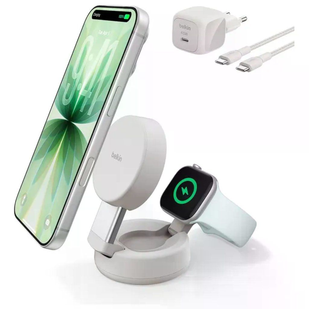 Belkin WIZ043kqCH UltraCharge Pro Caricabatterie Wireless 25W magnetico MagSafe Qi2 colore Carboncino