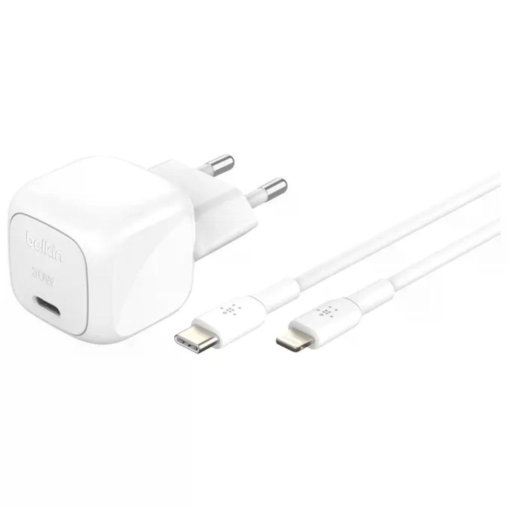 Belkin BoostCharge caricabatterie USB-C 30 W con cavo da 1 m, bianco Belkin BoostCharge caricabatterie USB-C 30 W con cavo da 1 m, bianco