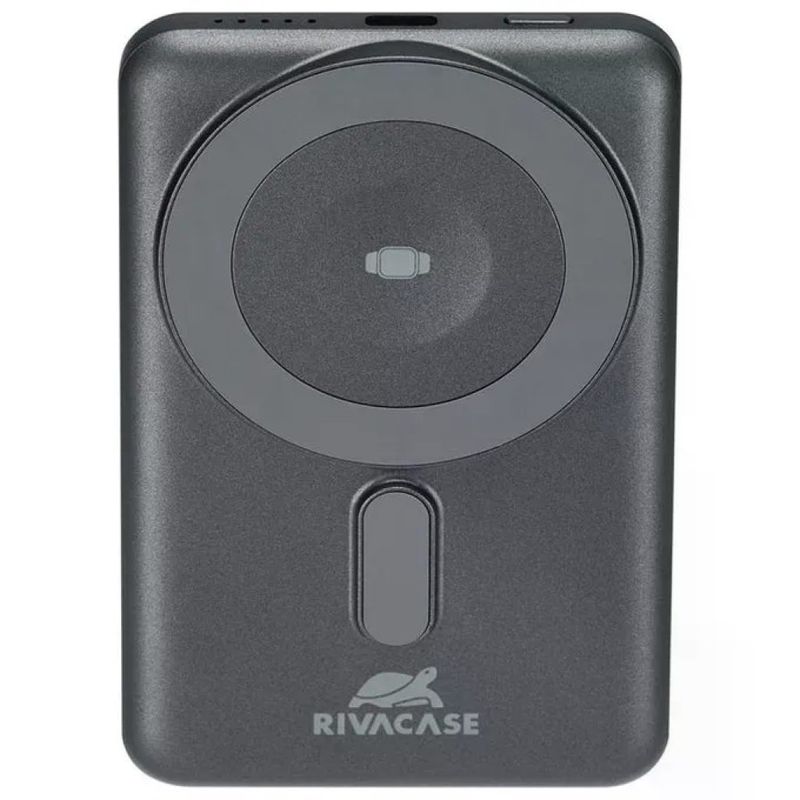 RIVACASE VA2607 Power Bank 5000 mAh Wireless MagSafe e Qi, Nero-Grigio RIVACASE VA2607 Power Bank 5000 mAh Wireless MagSafe e Qi, Nero-Grigio