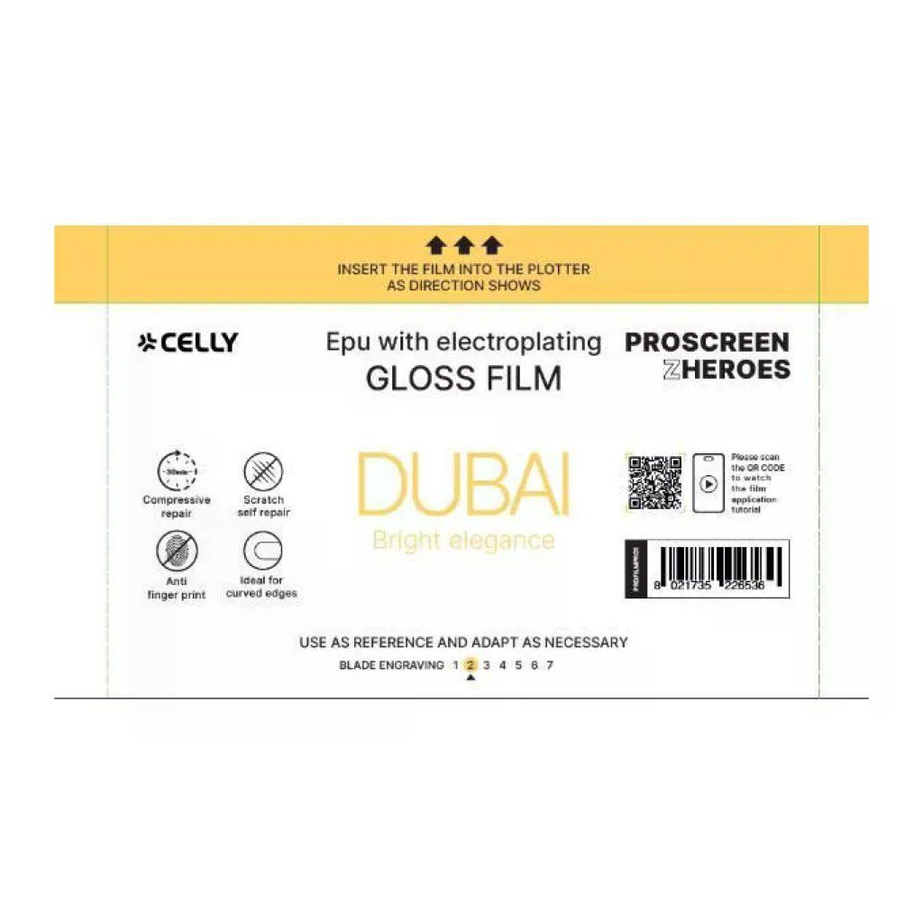 Celly Dubai EPU Gloss Film – Kit da 20 pellicole universali