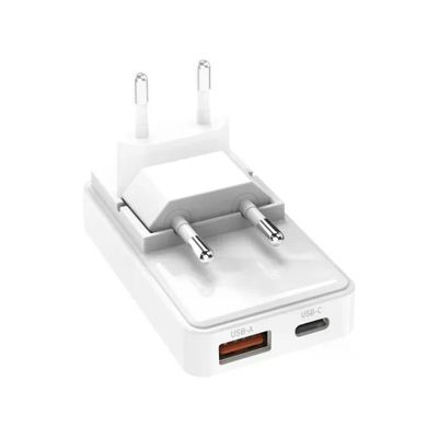 SBS Flexi Wall Charger 65W USB-C e USB-A Bianco