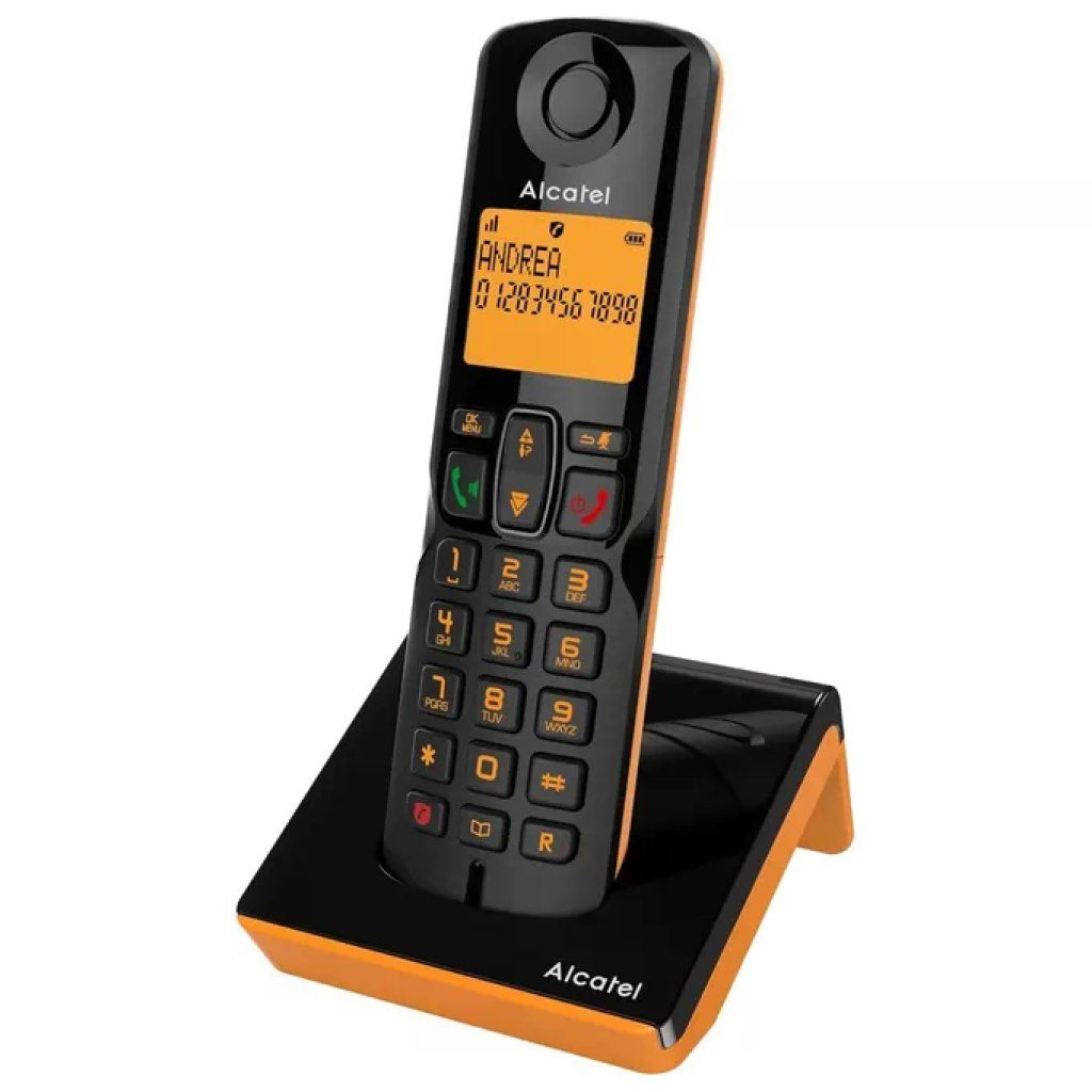 Alcatel S280 Solo Orange Telefono Cordless DECT Nero e Arancione