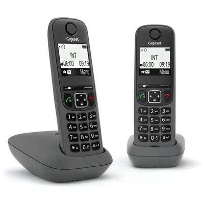 Gigaset AS490 DUO Telefono Cordless DECT 2 Cornette Display 2'' Vivavoce Rubrica 100 Voci colore Nero Gigaset AS490 DUO Telefono Cordless DECT 2 Cornette Display 2'' Vivavoce Rubrica 100 Voci colore Nero