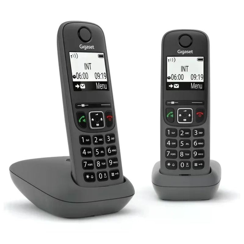 Gigaset AS490 DUO Telefono Cordless DECT 2 Cornette Display 2'' Vivavoce Rubrica 100 Voci colore Nero