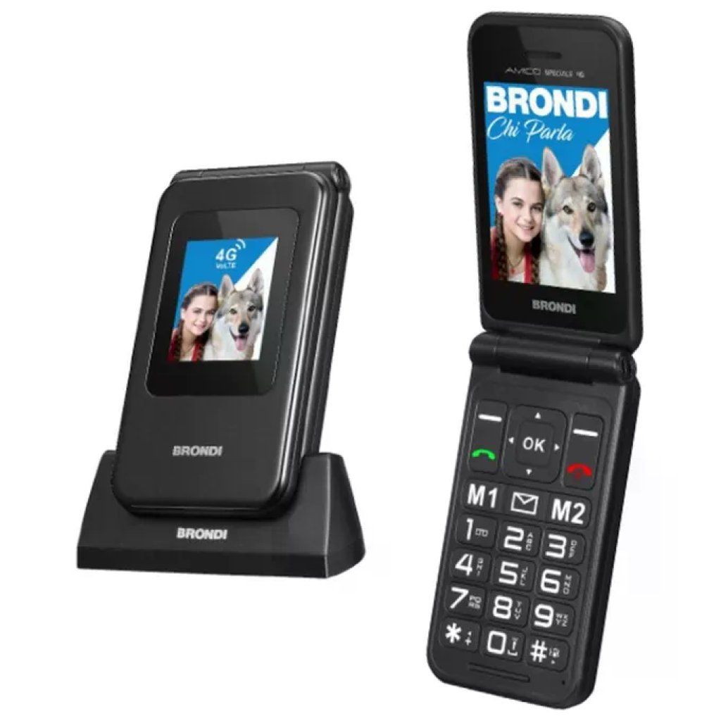Brondi Amico Speciale 4G Telefono a Conchiglia Dual SIM Nero