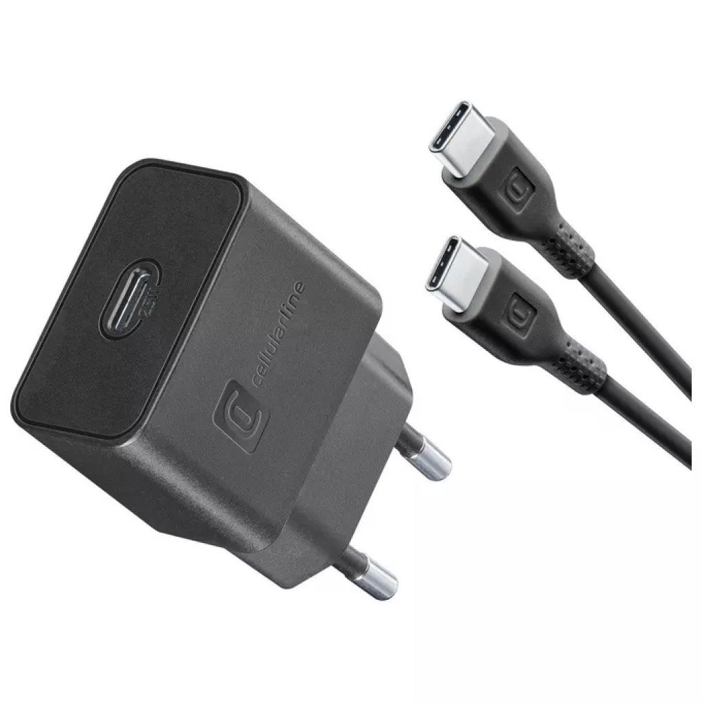 Cellularline ACHSMKITC2CPD25WK Super Fast Charger Kit Caricabatterie da Rete 25W USB-C Samsung con Cavo USB