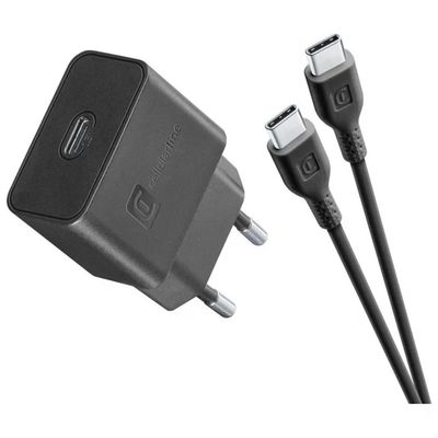 Cellularline ACHSMKITC2C15WK Caricabatterie USB-C 15W Ricarica Rapida con Cavo USB-C 1 m colore Nero Cellularline ACHSMKITC2C15WK Caricabatterie USB-C 15W Ricarica Rapida con Cavo USB-C 1 m colore Nero