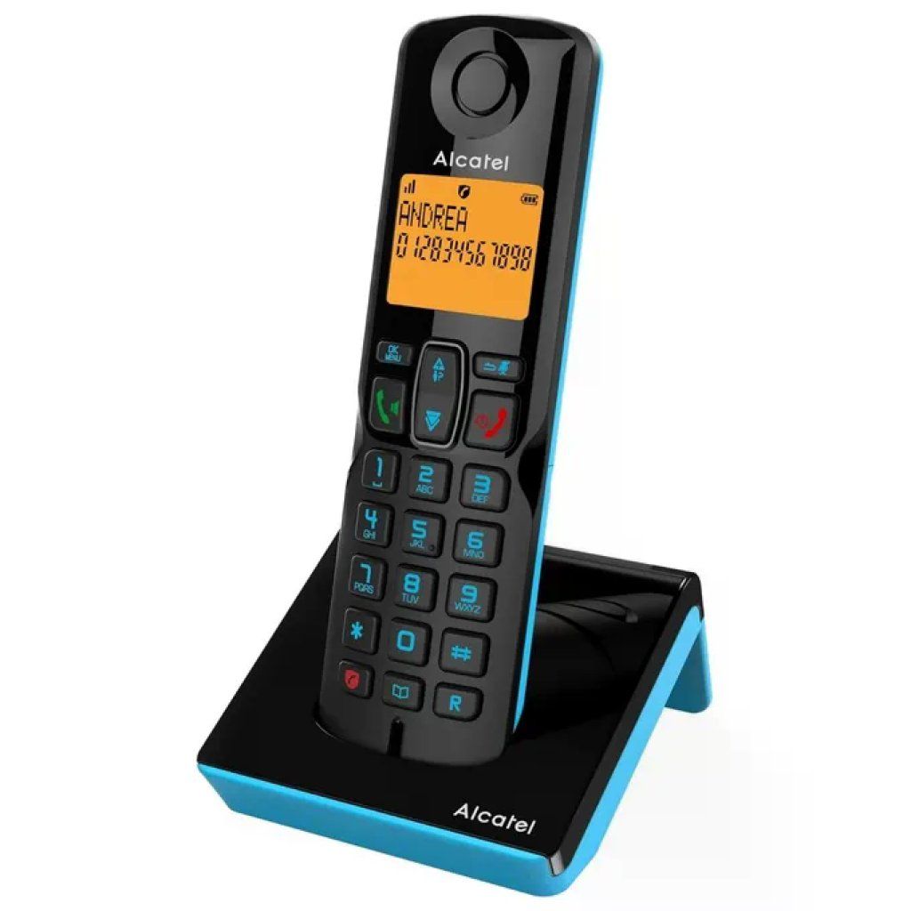 Alcatel S280 Telefono Cordless DECT con Vivavoce e Blocco Chiamate, Nero e Blu Alcatel S280 Telefono Cordless DECT con Vivavoce e Blocco Chiamate, Nero e Blu