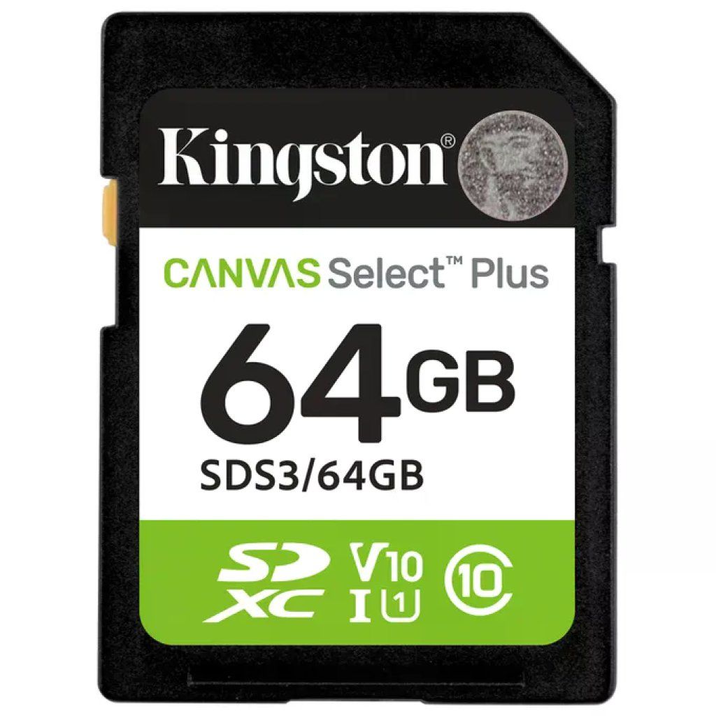 Kingston Technology SDS3-64GB Scheda SDXC 64GB Canvas Select Plus Gen3 100MB-s C10 UHS-I U1 V10 Kingston Technology SDS3-64GB Scheda SDXC 64GB Canvas Select Plus Gen3 100MB-s C10 UHS-I U1 V10
