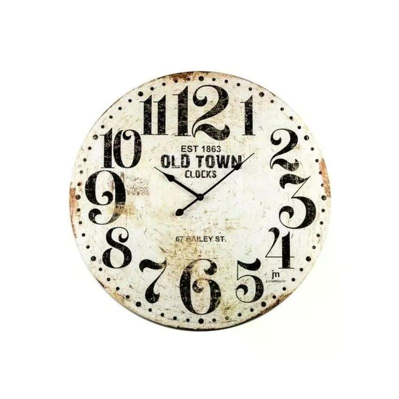 LOWELL 21486 Justaminute Orologio da parete Diametro 60 cm Meccanismo al Quarzo colore Bianco anticato