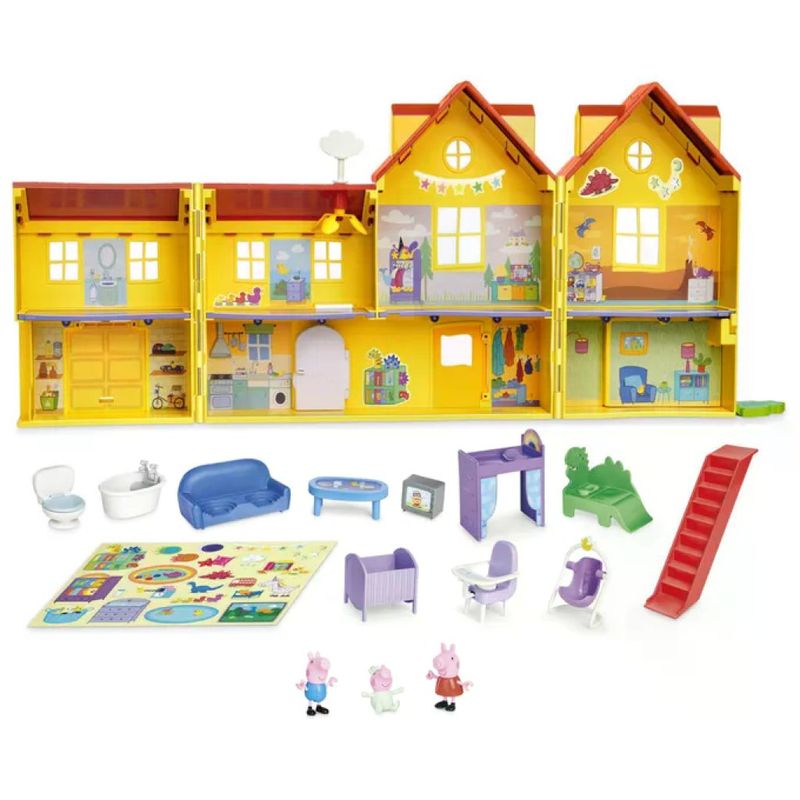 Peppa Pig G05085L0 La Grande Casa di Peppa Playset 2 Piani 7 Stanze 3 Bambole 11 Accessori 80 cm 3+