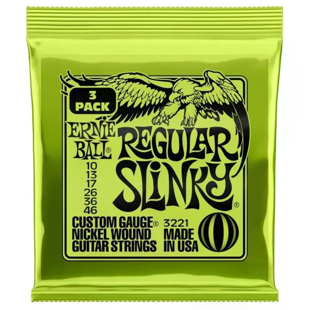Ernie Ball Regular Slinky 3221 – Corde per chitarra elettrica, 3 set, scalatura 10-46