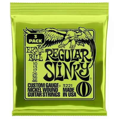 Ernie Ball Regular Slinky 3221 – Corde per chitarra elettrica, 3 set, scalatura 10-46 Ernie Ball Regular Slinky 3221 – Corde per chitarra elettrica, 3 set, scalatura 10-46