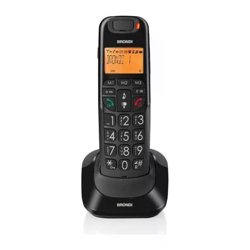 Brondi Bravo Bright Telefono Cordless DECT Nero con Tasti Grandi