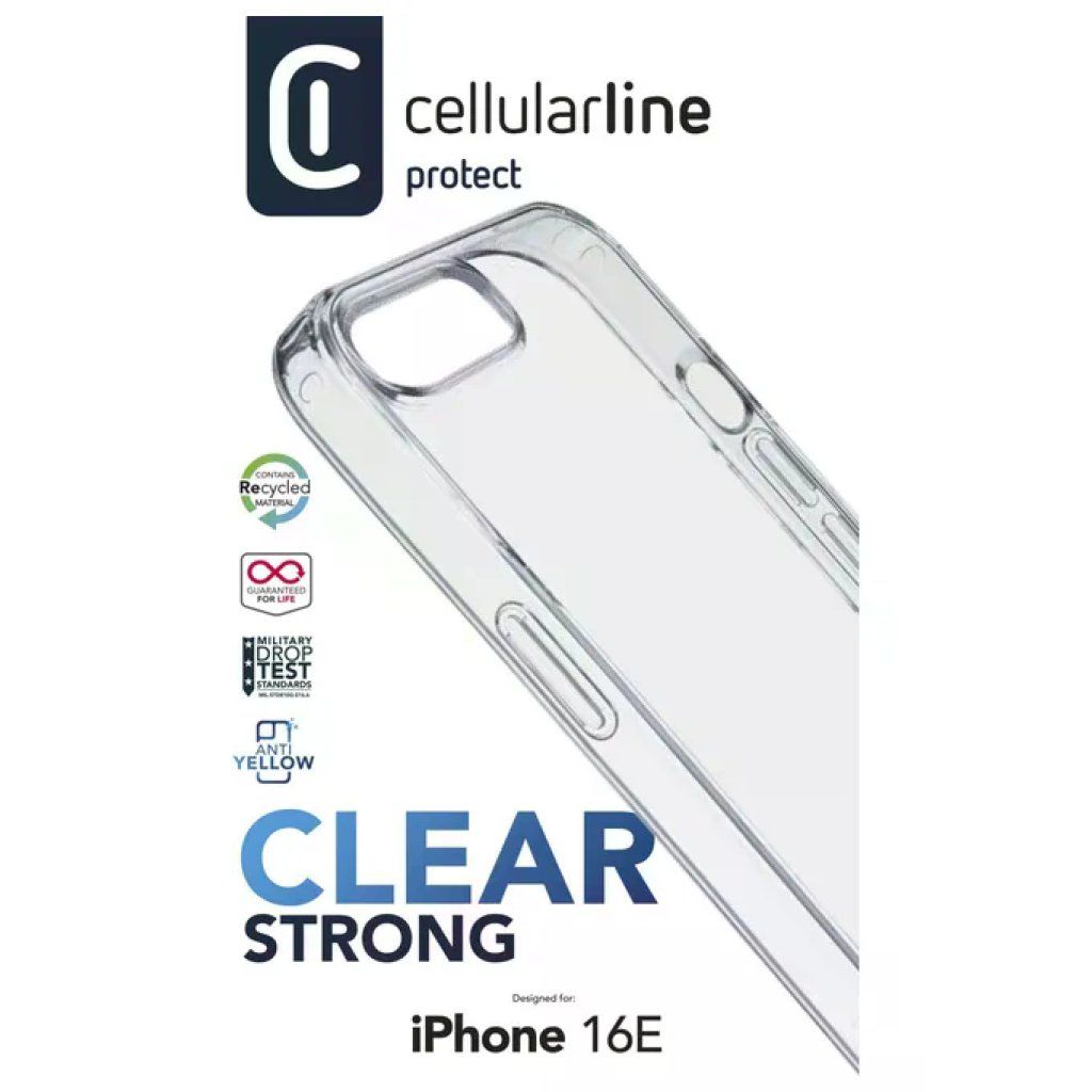 Cellularline Clear Strong – Custodia trasparente per iPhone 16