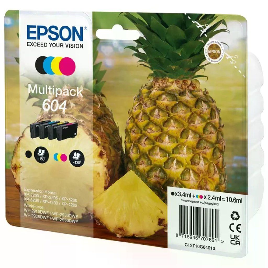 Epson 604 Ananas Multipack Cartucce Originali, 4 Colori Epson 604 Ananas Multipack Cartucce Originali, 4 Colori