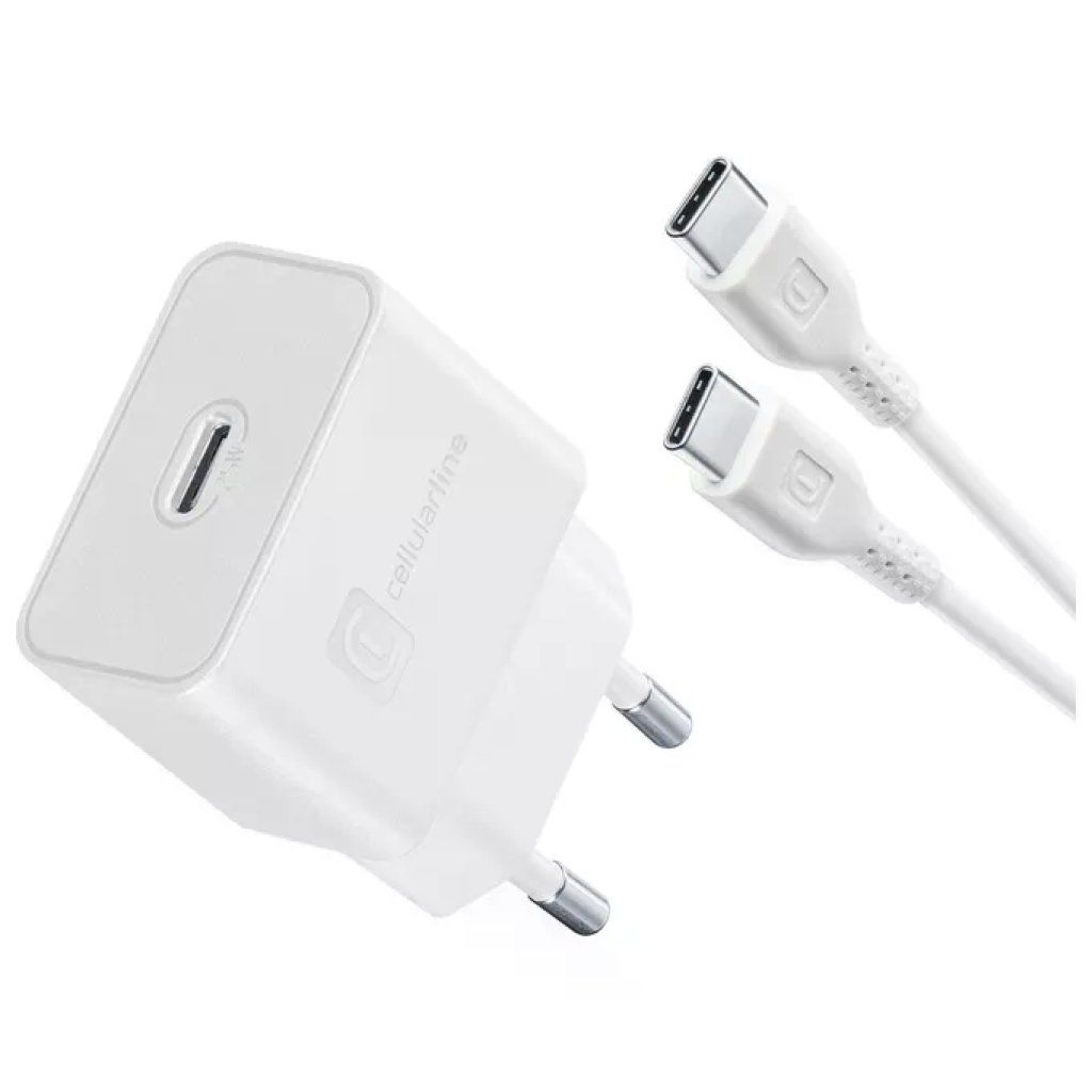 Cellularline ACHSMKITC2CPD25WW Caricabatterie da Rete Kit Super Fast Charge PD 25W Samsung USB-C con cavo USB