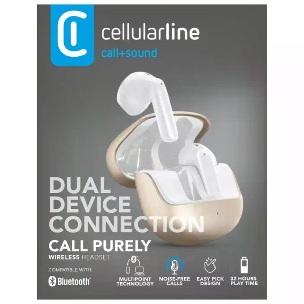 Cellularline Call Purely Auricolari Bluetooth Oro con Custodia di Ricarica