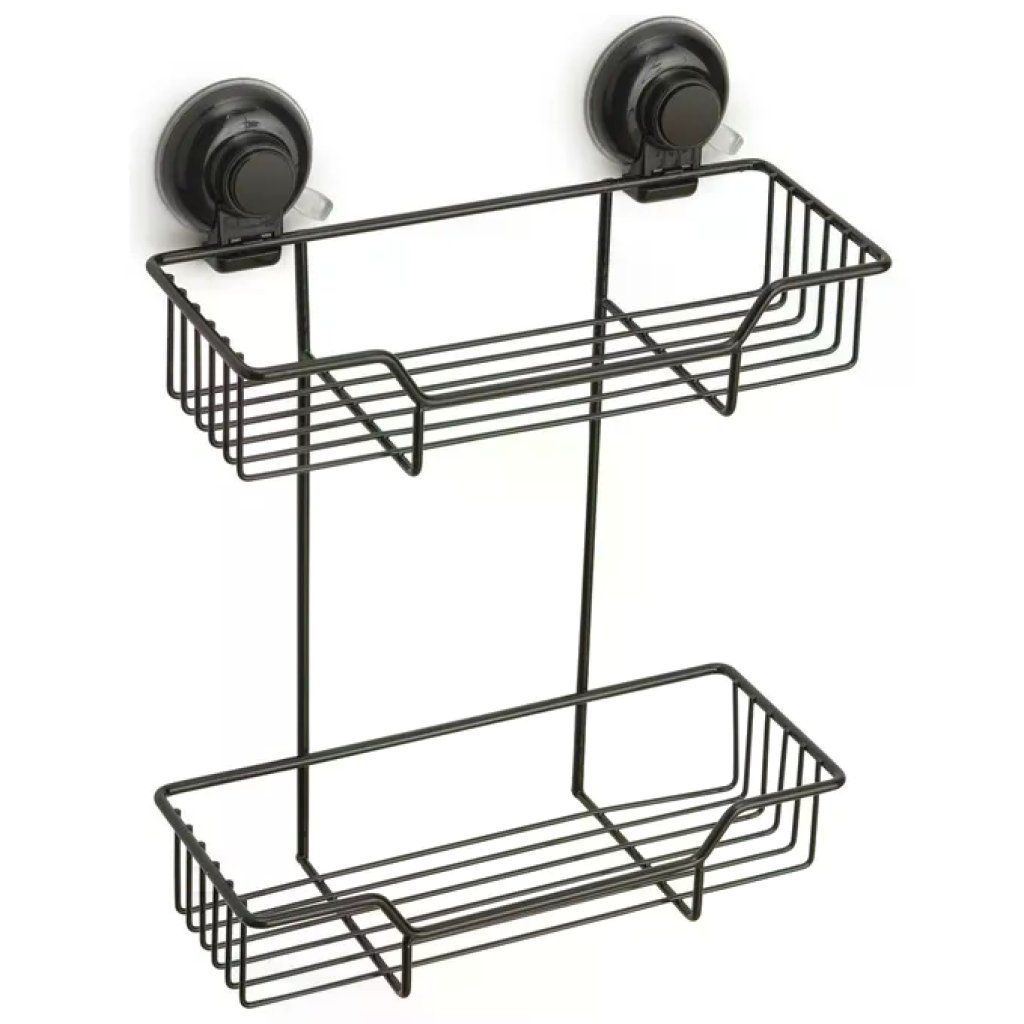 GEDY G.Hot Portaoggetti da Bagno Nero a 2 Ripiani con Ventose
